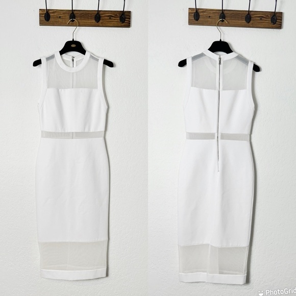 Alice + Olivia Karman Sleeveless Mesh-Trim Midi Dress - Picture 2 of 9